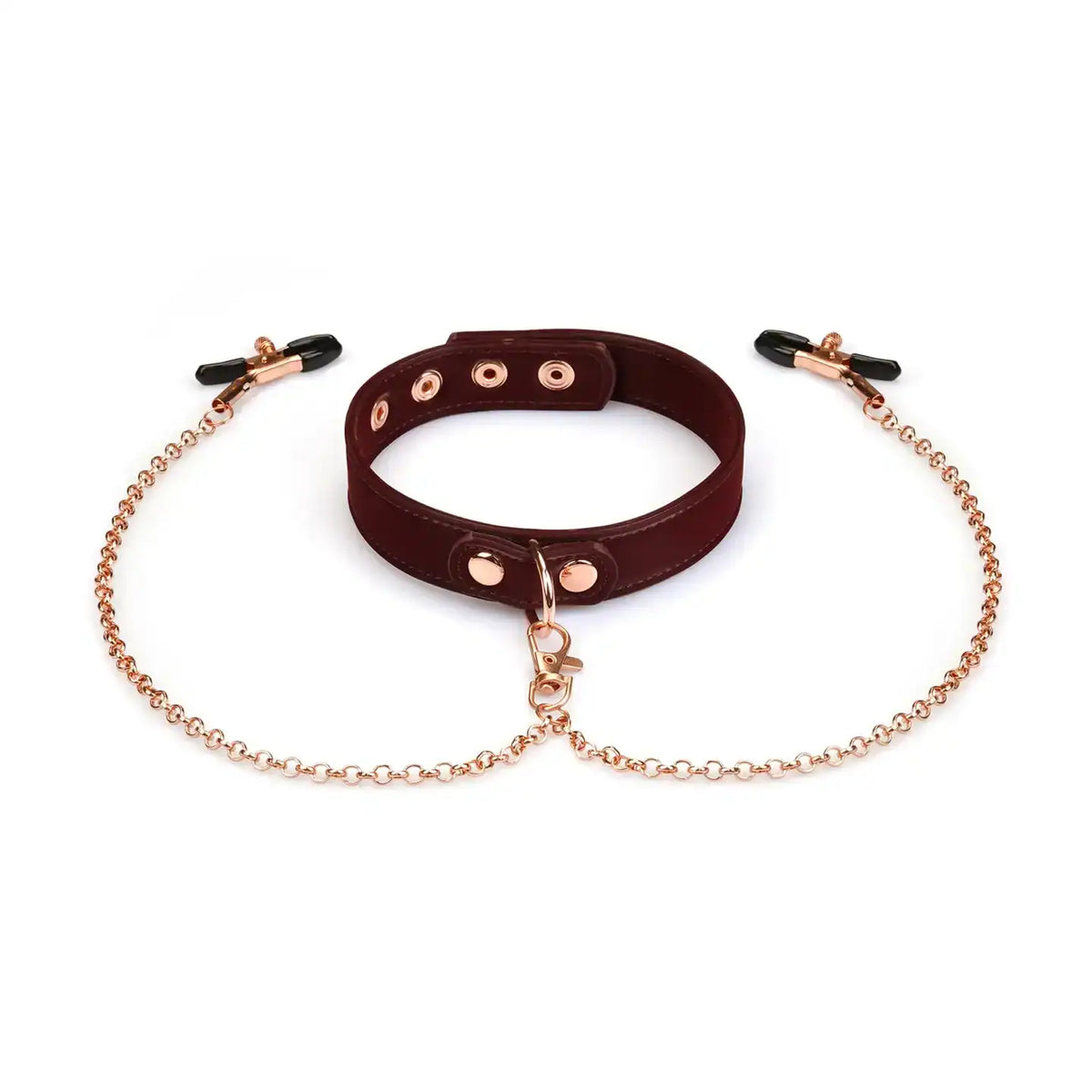 LIEBE SEELE - Metallic Bordeaux Breast Clamp Necklace