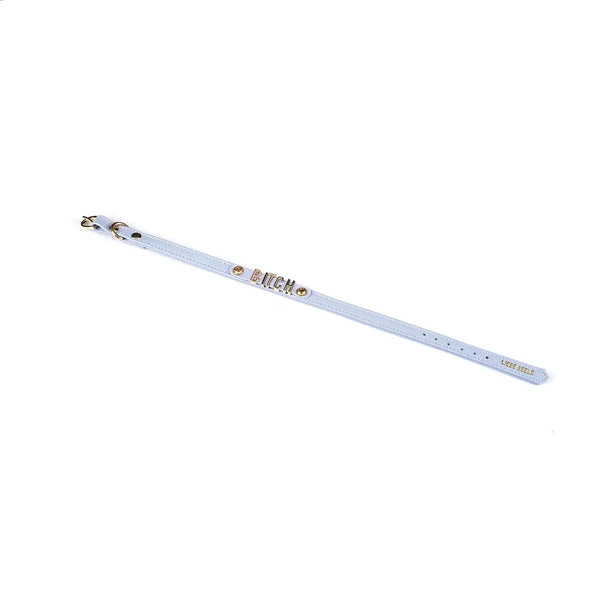 LIEBE SEELE - Choker Leder Blau BITCH