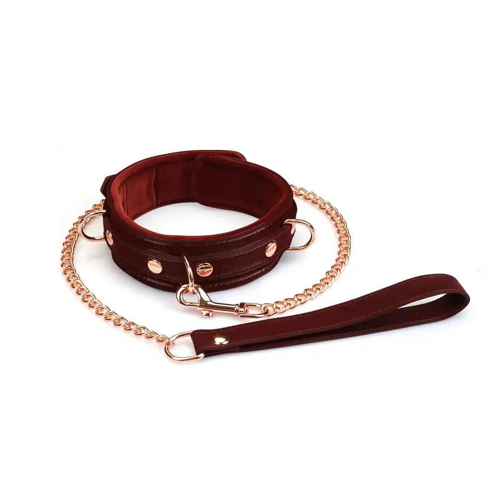LIEBE SEELE - Halsband mit Leine Metallic Bordeaux