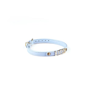 LIEBE SEELE - Choker Leder Blau BITCH
