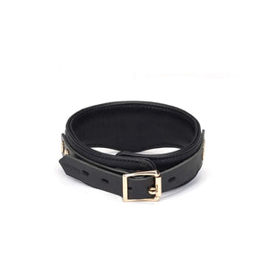 Packshot Collier BDSM en Cuir Noir et Or