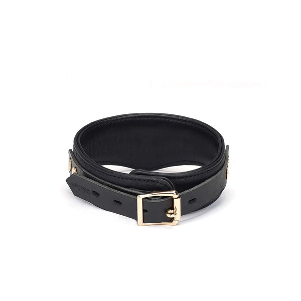 Packshot Collier BDSM en Cuir Noir et Or