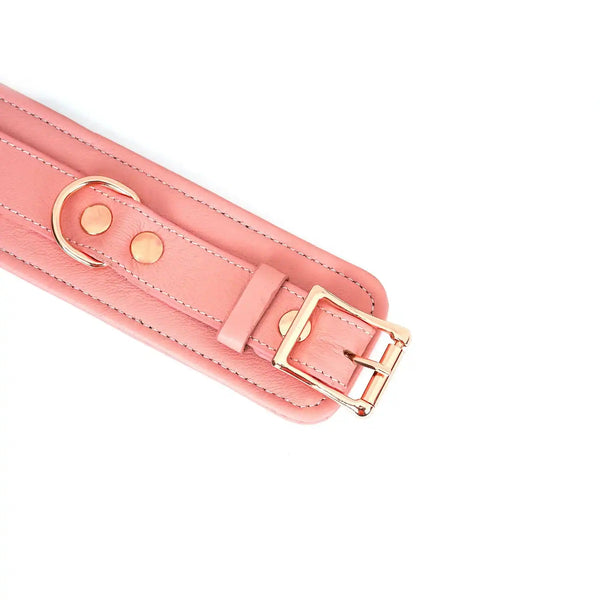 Packshot Menottes Chevilles Rose en Cuir Détail Boucle Fermeture