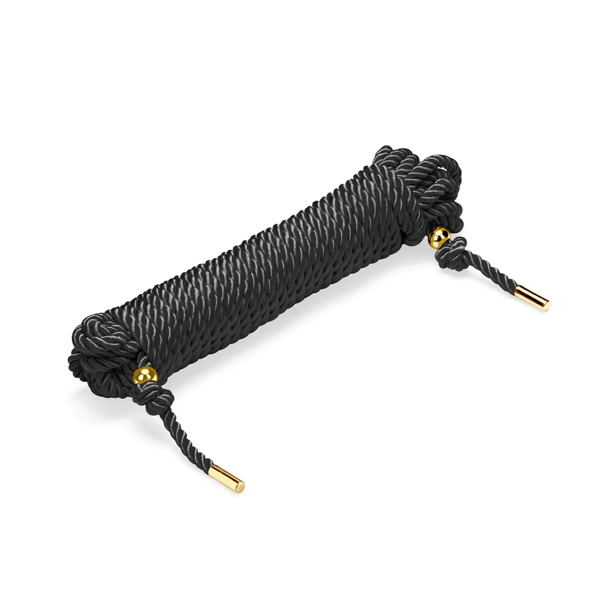 Cordage LIEBE SEELE en jute noir pour shibari. 10 mètres de longueur, 6 mm de diamètre. Parfait pour des nœuds et motifs visuellement saisissants. Robuste et élégant, idéal pour le bondage japonais.
