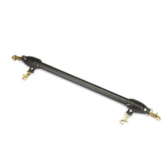 Barre d'écartement de 66,5 cm en Cuir de Vache Noir avec Attaches pour menottes finitions cuivrées inspirées de l’armure traditionnelle japonaise