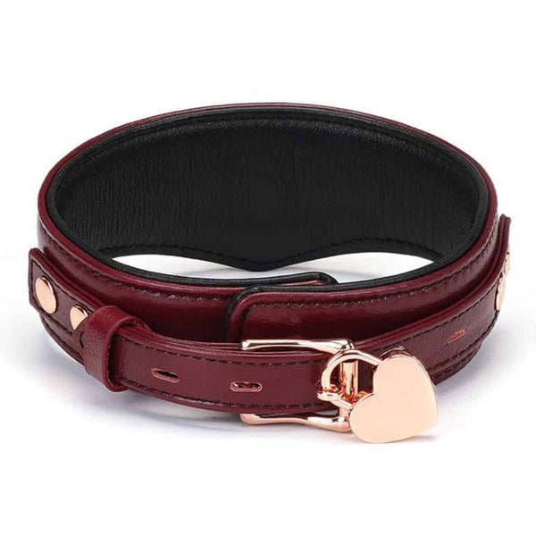 Packshot du Dos d'un Collier Incurvé avec Anneau en Cuir Rouge