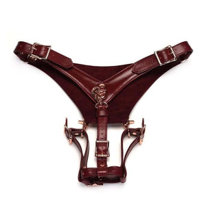 Packshot du Dos d'une Ceinture Harnais en Cuir couleur Rouge