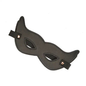 Masque ouvert sur les yeux en Cuir de vache Rouge Vin avec sangle élastique ajustable et finition métallique rose doré