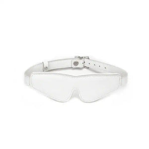 Bandeau pour yeux masque de bondage en cuir de vache blanc Réglable par boucle métallique en métal argenté
