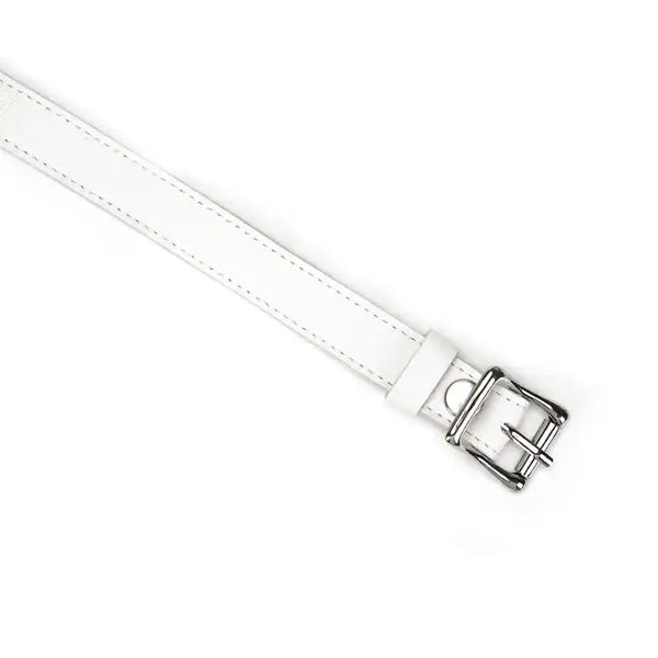 Bandeau pour yeux masque de bondage en cuir de vache blanc Réglable par boucle métallique en métal argenté