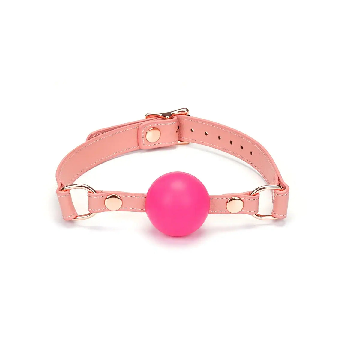 Packshot Baillon GAG en Cuir Rose et Boule en Silicone Rose