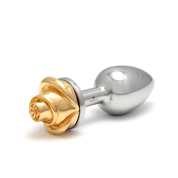 ROSEBUDS chez Brigade Mondaine Rose Gold Plug en acier chirurgical avec rose dorée