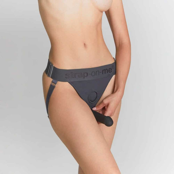 Harnais Strap-On Souple Gris en Microfibre nylon et Élasthanne Compatible avec tous les dildos & strap-on Strap-on-me
