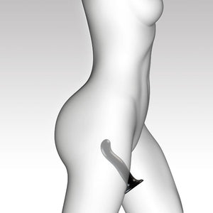 Dildo Point P&G de Strap-On-Me en silicone noir, avec courbure ergonomique pour stimuler le Point G et le Point P. Ventouse puissante pour une fixation sur surface plane et une utilisation mains libres.