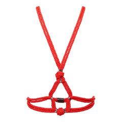 Harnais de buste rouge en corde nouée shibari bondage Figure of A chez Brigade Mondaine