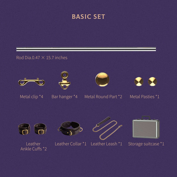 Set d’accessoires BDSM UPKO Basic Set avec barre métallique, accessoires en cuir et mallette de rangement Brigade Mondaine Paris