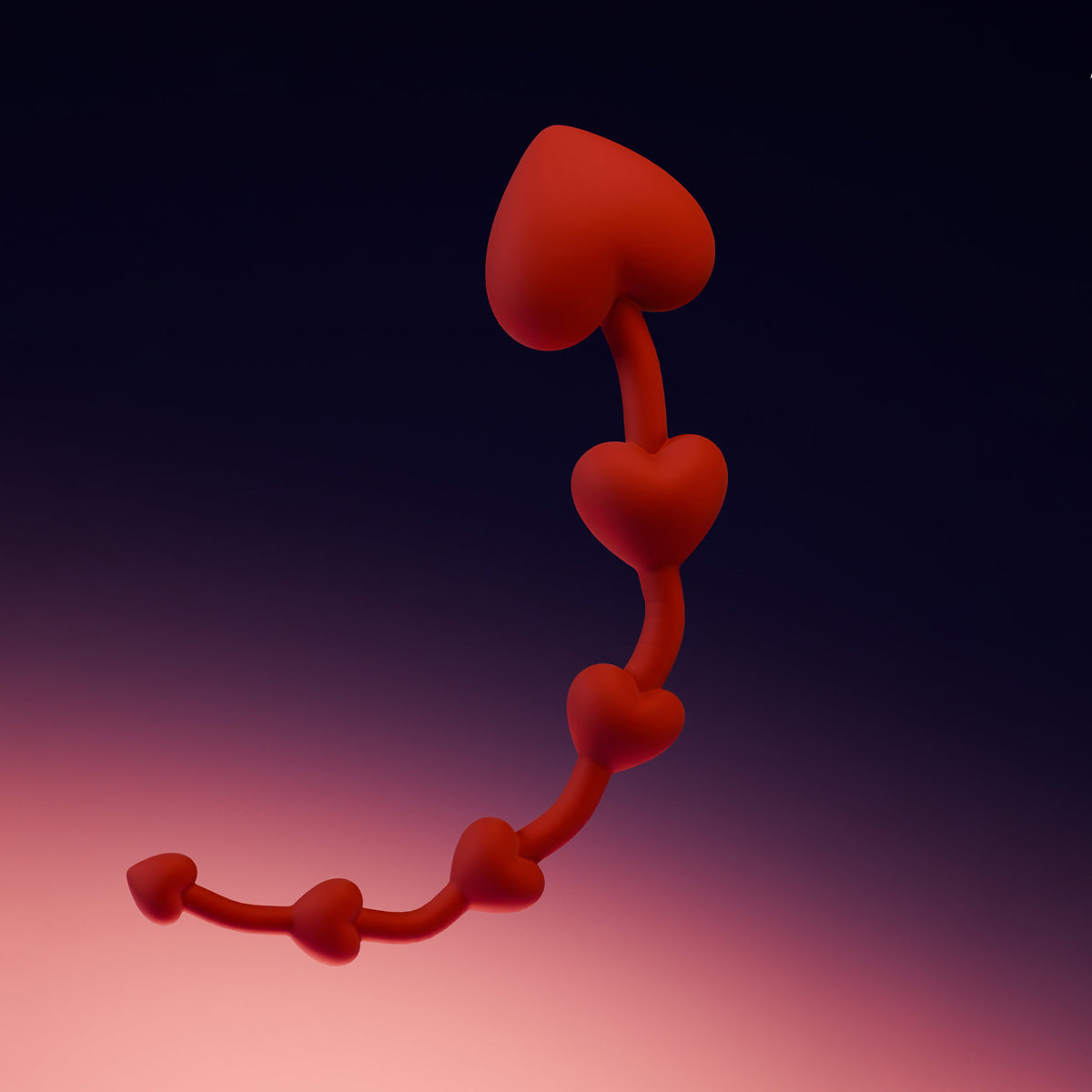 Accessoire anal UPKO en silicone rouge en forme de cœurs sur fond sombre Brigade Mondaine Paris