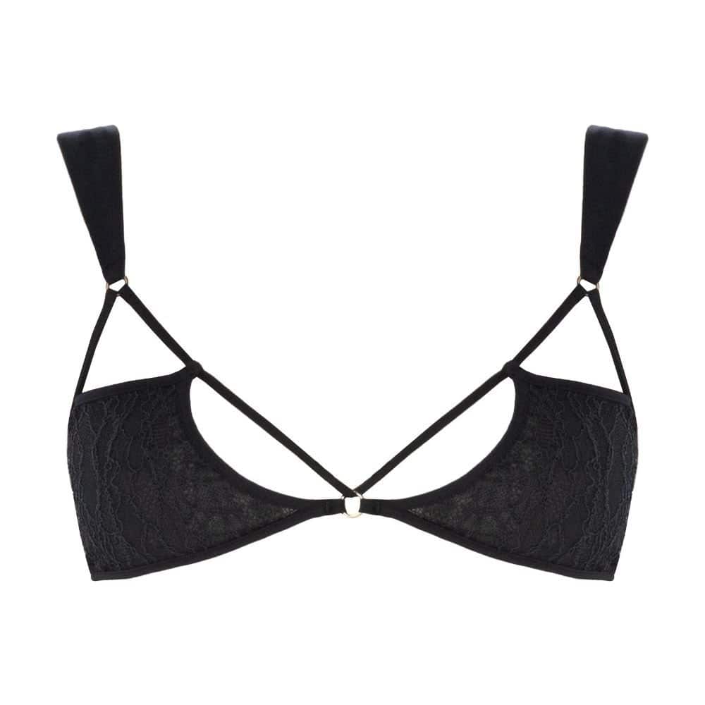 Packshot d'un Soutien-Gorge Triangle avec Lanières en Dentelle Couleur Noir