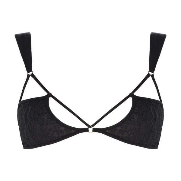 Packshot d'un Soutien-Gorge Triangle avec Lanières en Dentelle Couleur Noir