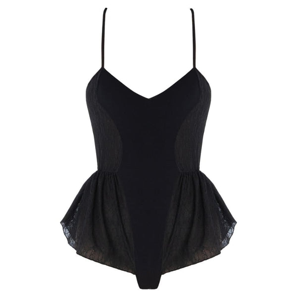 Packshot du Devant de la BabyDoll en Dentelle couleur Noir