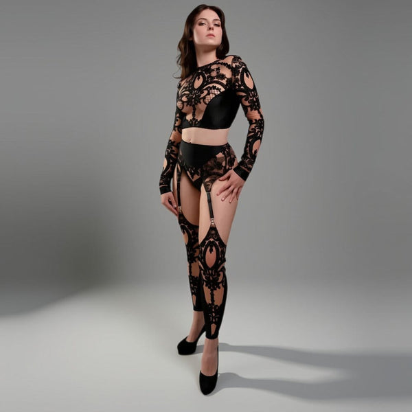 SCHWARZES LEER - Oh My Goth Strumpfhalter