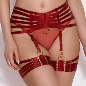 Porte-jarretelles webbed rouge de la marque Bordelle