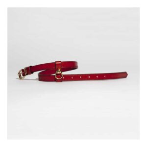 Chocker Armband oder Halskette aus rotem Leder Effekt schmalen Gürtel mit goldenen Clip DOMESTIQUE bei Brigade Mondaine