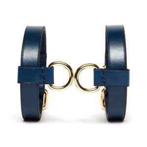 Blue Leather Bracelet with Gold D-ring attachments by Domestique at Brigade Mondaine