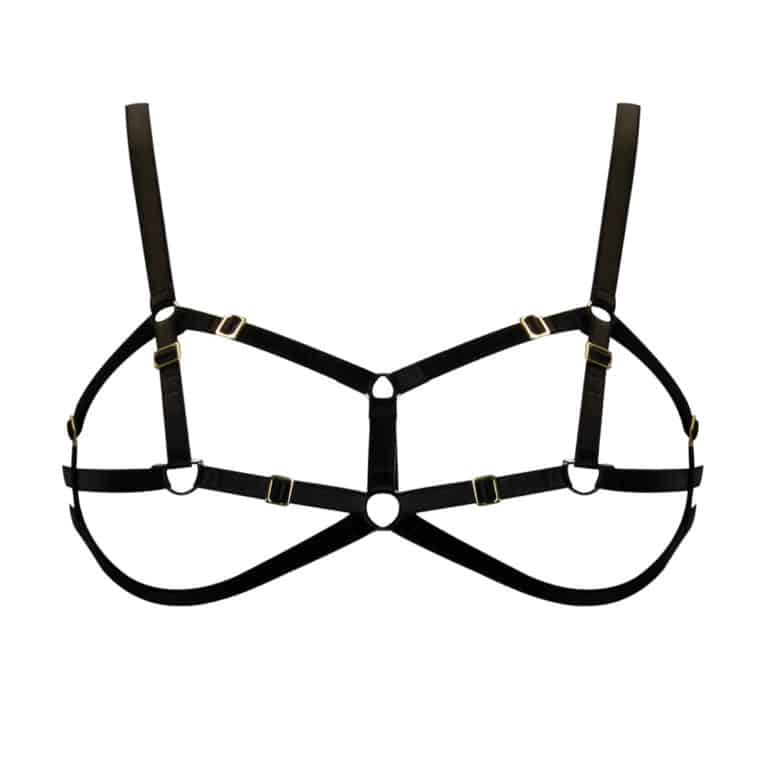 Soutien gorge ouvert Bondage en élastique noir par ELF ZHOU LONDON chez Brigade Mondaine