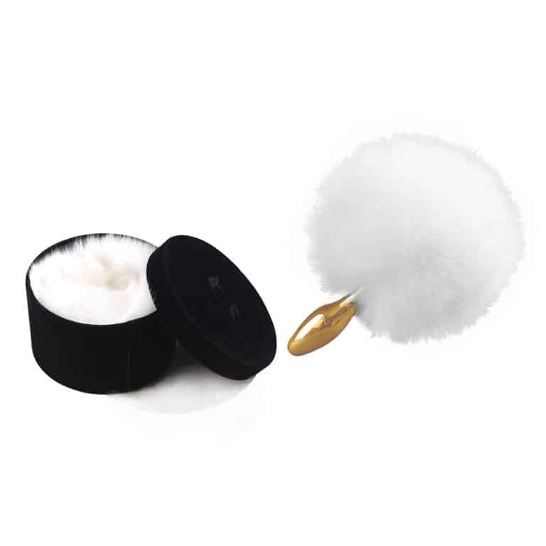 Anal plug in white fox fur in the shape of fox tail or rabbit tail UPKO at Brigade Mondaine