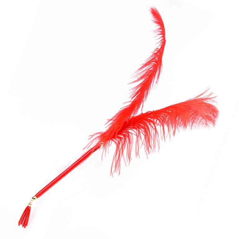 Chatouillez et caressez votre amant avec notre Roja Feather Teaser ! Doté de plumes d’autruche rouge luxuriantes, notre teaser est fait avec une poignée en cuir verni cousu à la main et un embout gland en cuir plaqué or 24K. Chaque article est fait à la main à la commande et unique! 2 plumes d’autruche rouge de luxe Poignée en métal recouverte de cuir verni rouge cousu à la main Capuchon d’extrémité en cuir plaqué or 24 carats Logo Fräulein Kink en relief.