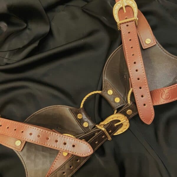 Inside view bra in equestrian-inspired brown cowhide leather