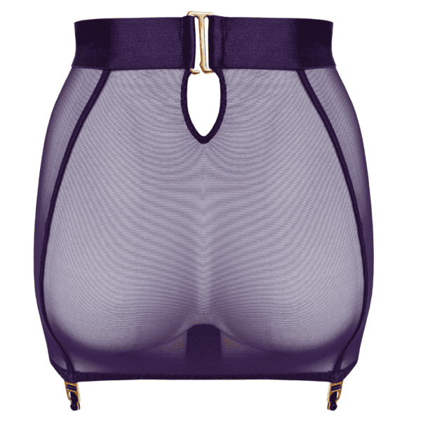 Jupe violette de la collection Bordelle Retta en tissus transparent.