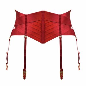 Packshot of the Front of the Suspender Belt in Red