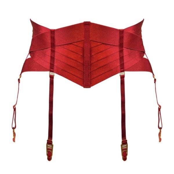 Packshot of the Front of the Suspender Belt in Red