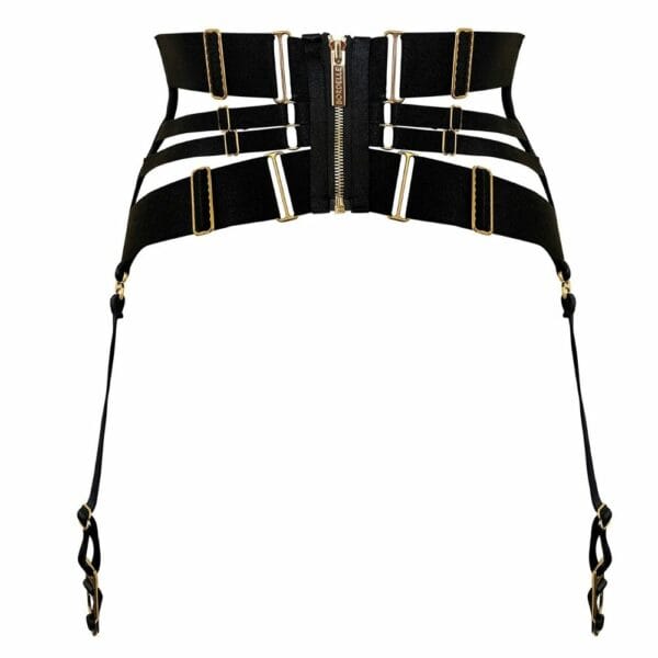 Packshot of the back of the suspender belt in black