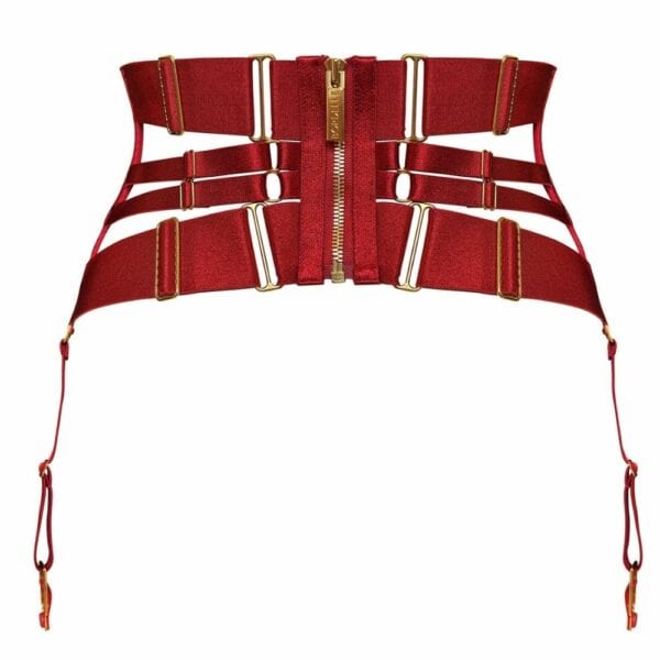 Packshot of the back of the Red suspender belt