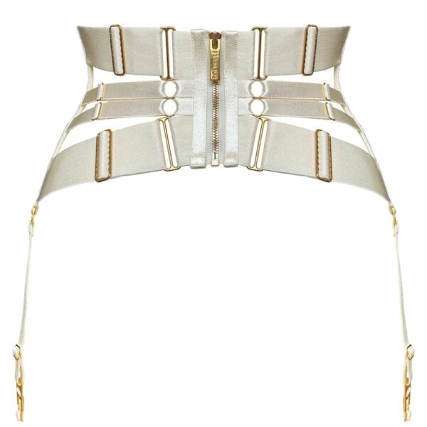 Packshot of the Back of the Suspender Belt in Cream color