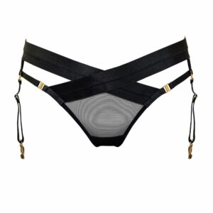 Packshot of Front of Suspender Belt Panties in Black