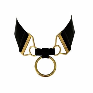 Packshot of Front of Necklace Large Ring color Black