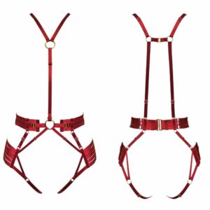 Packshot Vorder- und Rückseite des Body Harness - 2 Stück in Rot