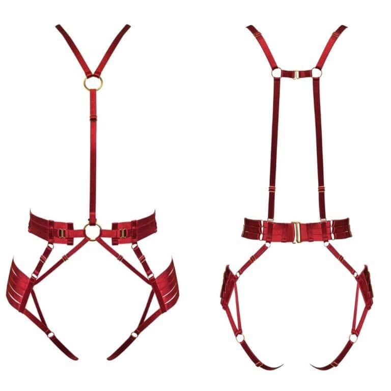 Body Harness Front and Back Packshot - 2 pieces in Red color