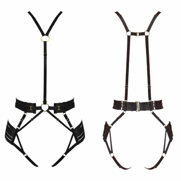 Body Harness Front and Back Packshot - 2 pieces in Black color