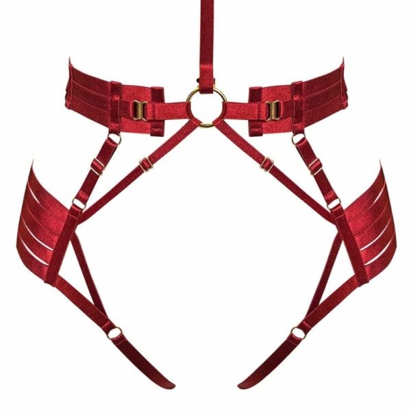 Body Harness Front Bottom Packshot - 2 pieces in Red color