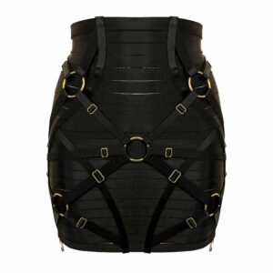 Packshot of Waspie Harness Skirt Front in Black