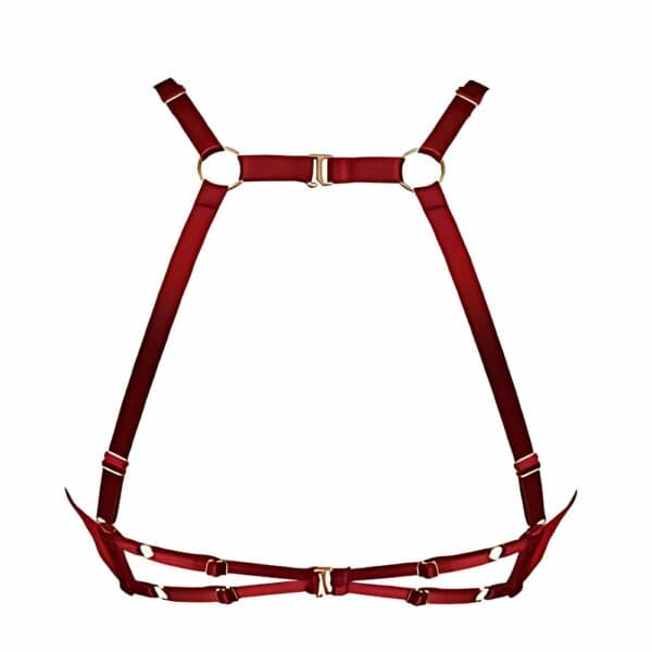 Packshot - Open Bondage Bra in red from Bordelle Signature