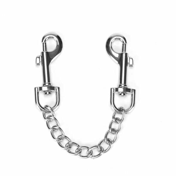 Black Leather Handcuffs Silver Chain Packshot