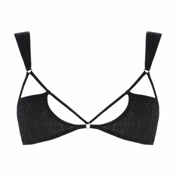 Black Triangle Bra with Lace Straps Packshot