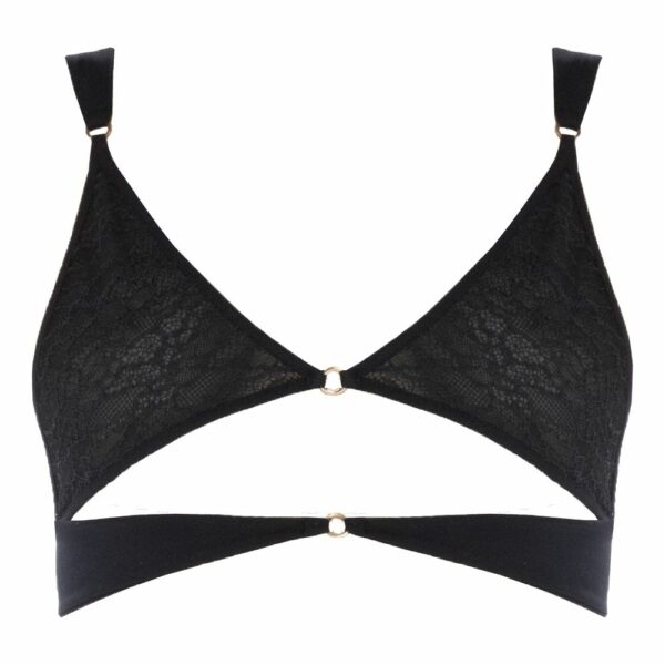 Packshot of the Front of a Black Underwired Bra with Lace