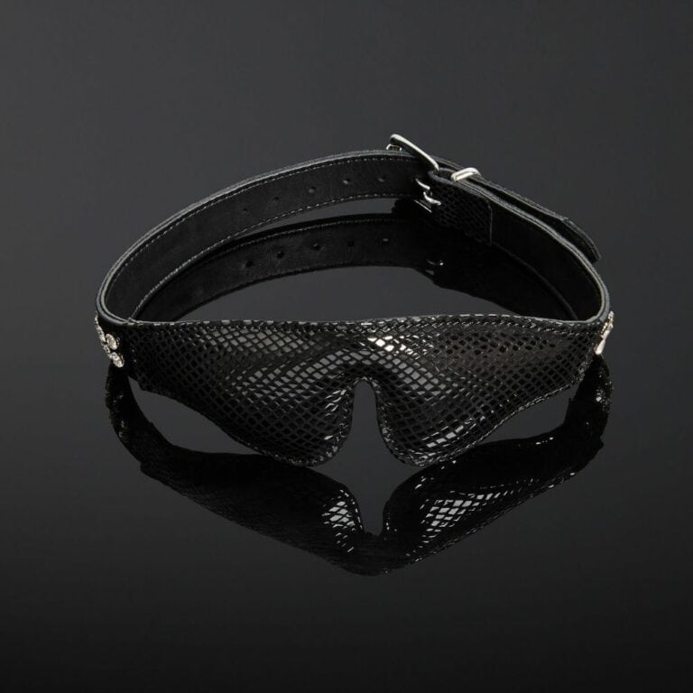 Packshot Masque Bondage Serpens en Cuir Noir Brillant Serpens et Cristaux